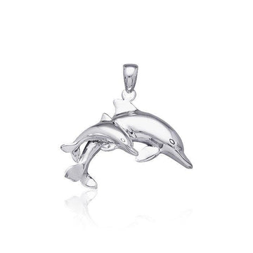 Mother and Baby Dolphin Silver Pendant TP2701 - Jewelry